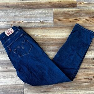 Levi's Classic Straight Jeans Womens Size 4 Dark Wash Stretch Mid Rise Denim